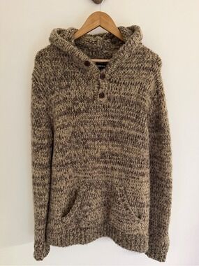 Ekumenik Handmade Hooded Sweater Men’s M Chunky Marled Knit Boho